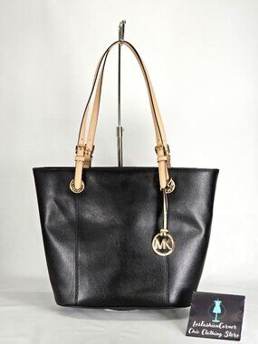 Michael Kors Women's Black Saffiano Leather Jet Set Large E/W Top Zip Tote  286